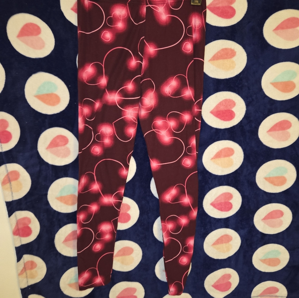 Womens Pink and Red Patterned Leggings
